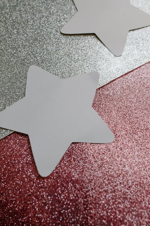 Gray Star on Red Textile