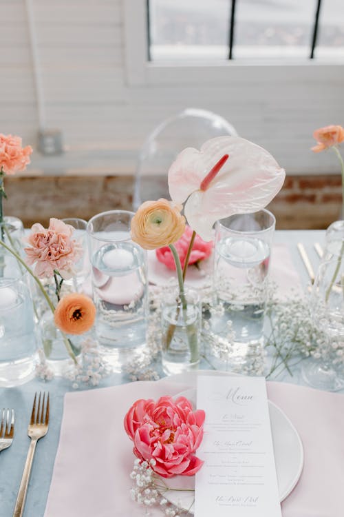 Clear Glass Flower Vase on Table