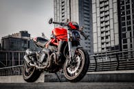 Parked Red and Black Motorcycle