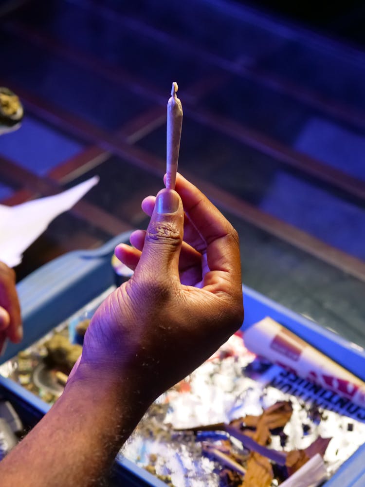 Photo Of Person Holding Blunt Made Of Weed
