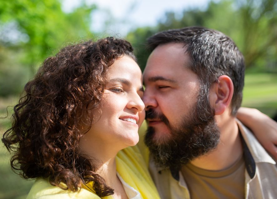 couple using dating app on smartphone