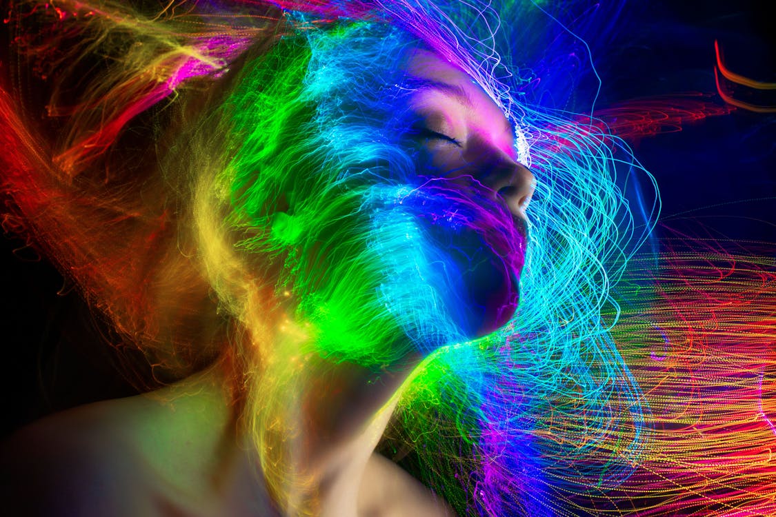 Woman With Blue Green and Purple Hair
