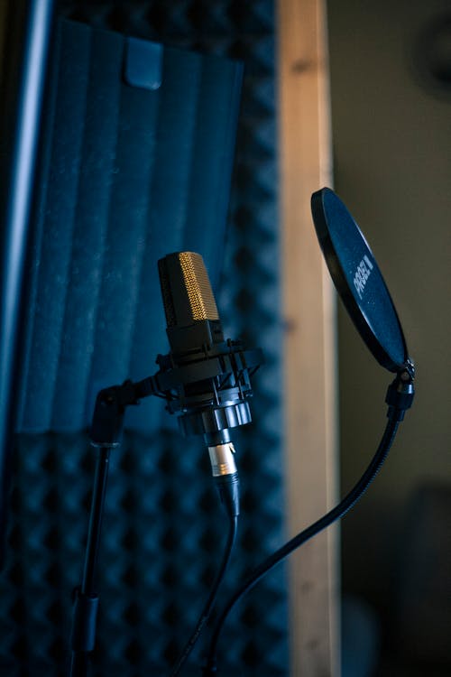 Free stock photo of blue, microphone, microphone stand