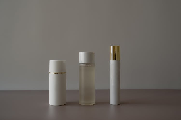 Close Up Of Vials Of Cosmetics