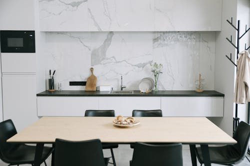 Free Dining Set Furniture in the Kitchen Area Stock Photo