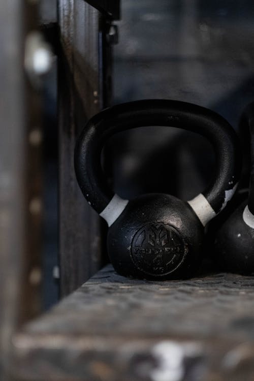 Close-Up View of a Black Kettlebell