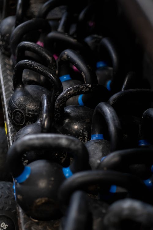 Free Close-Up View of Kettlebells Stock Photo