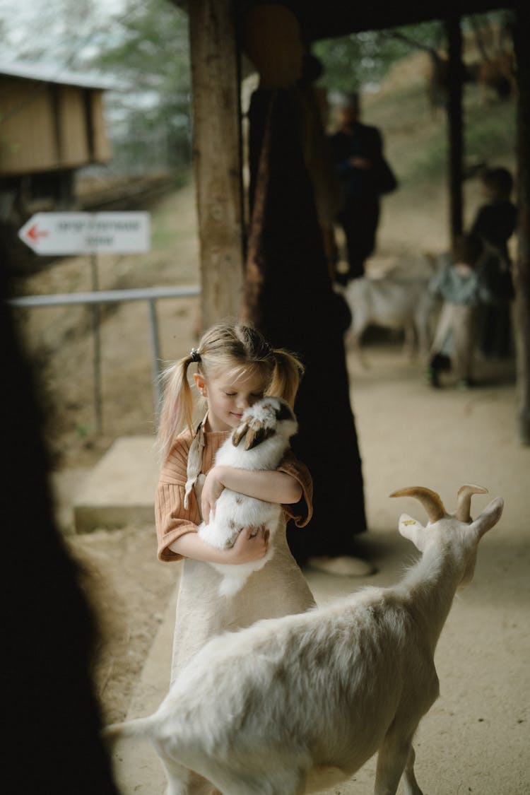 Girl Holding A Rabbit