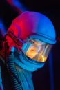 Woman In Blue Space Suit