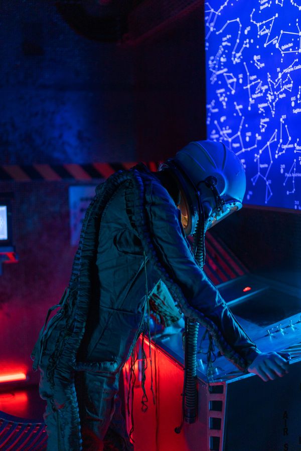 Person at futuristic control panel