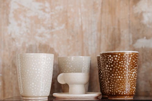 Free Ceramics Cups on the Table Stock Photo