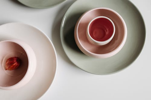 Ceramic Bowls and Plates on Table