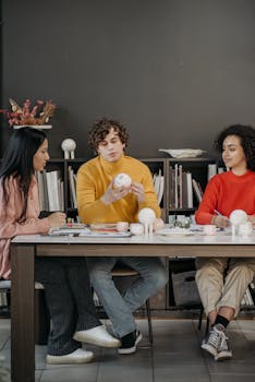 Diverse team collaborating on project ideas in a contemporary office setting.