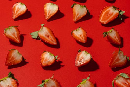Close-Up Shot of Slices of Strawberries