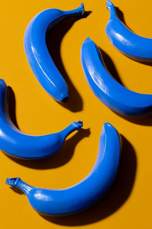 Blue Bananas in Close Up Photography