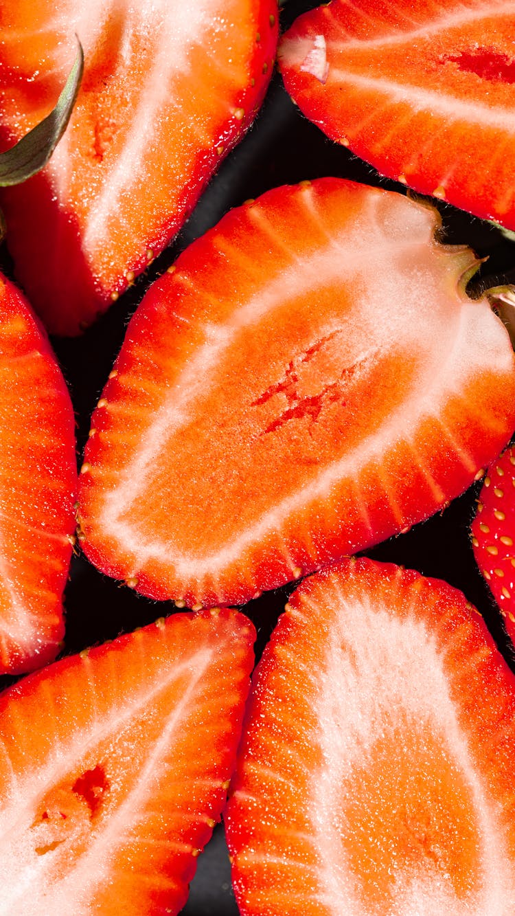 Close-up Shot Of A Half Strawberry