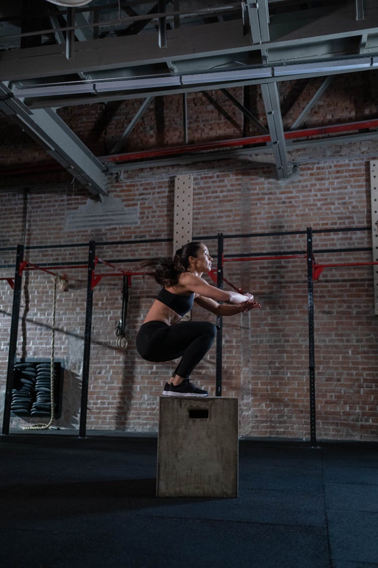 Woman Practicing Plyometrics