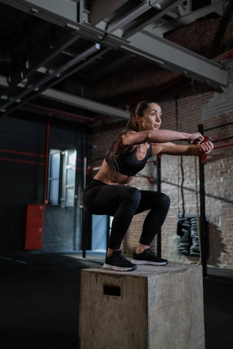 Woman Practicing Plyometrics