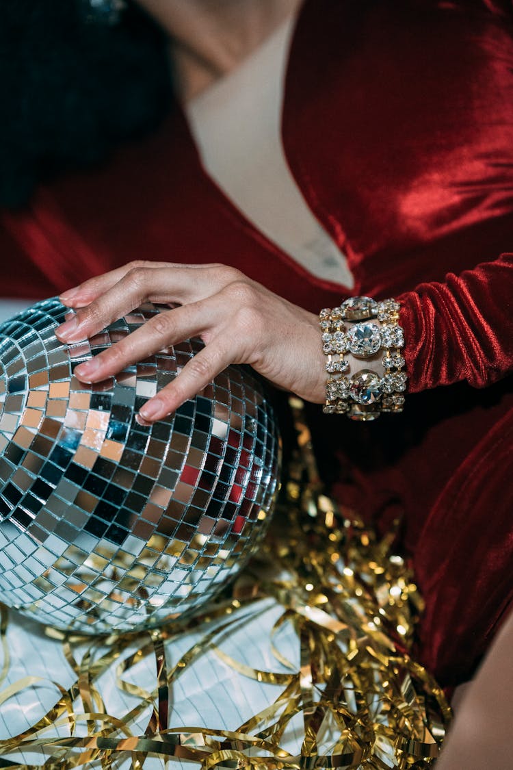 Woman In Dress With Disco Ball