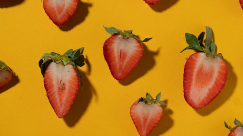 Close-Up Photo of Halved Strawberries