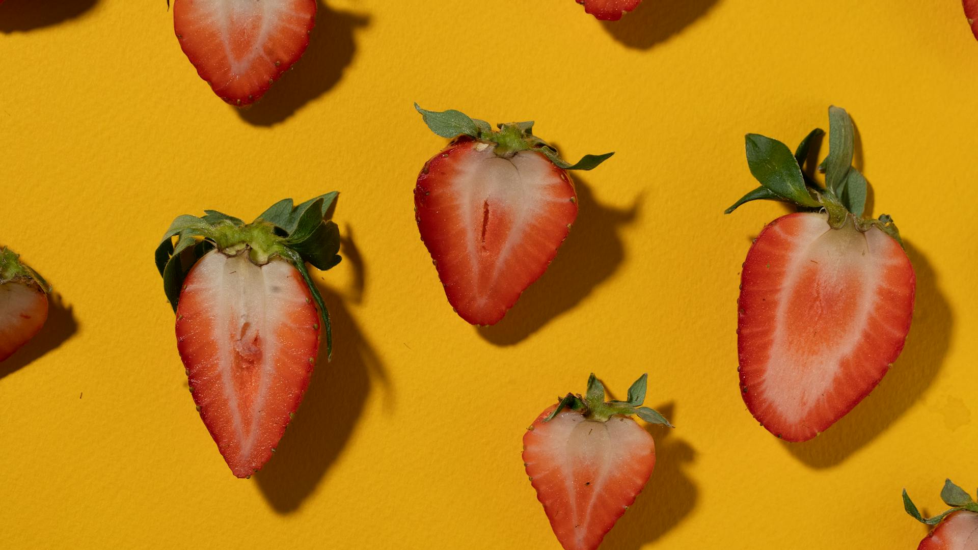 Close-Up Photo of Halved Strawberries