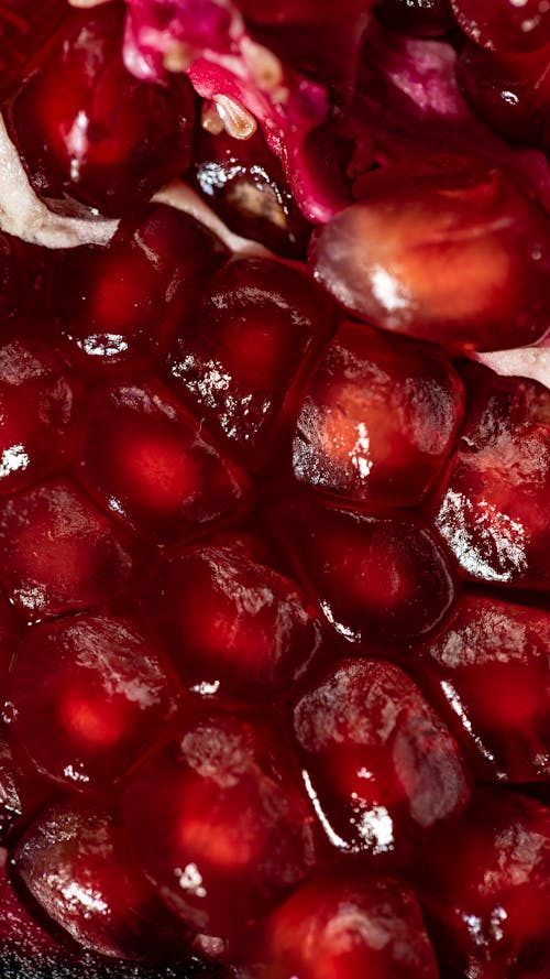 Macro Shot of Red Pomegranate Seeds