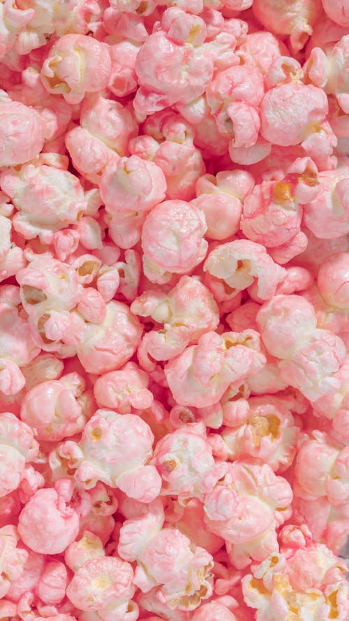 Delicious Pink Popcorns in Close-shot