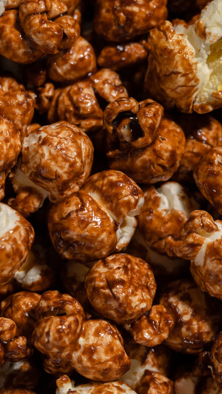 Close-Up Shot Of Caramel Popcorn