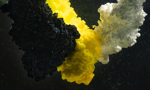 Mix of Black, Yellow and White Ink Underwater 