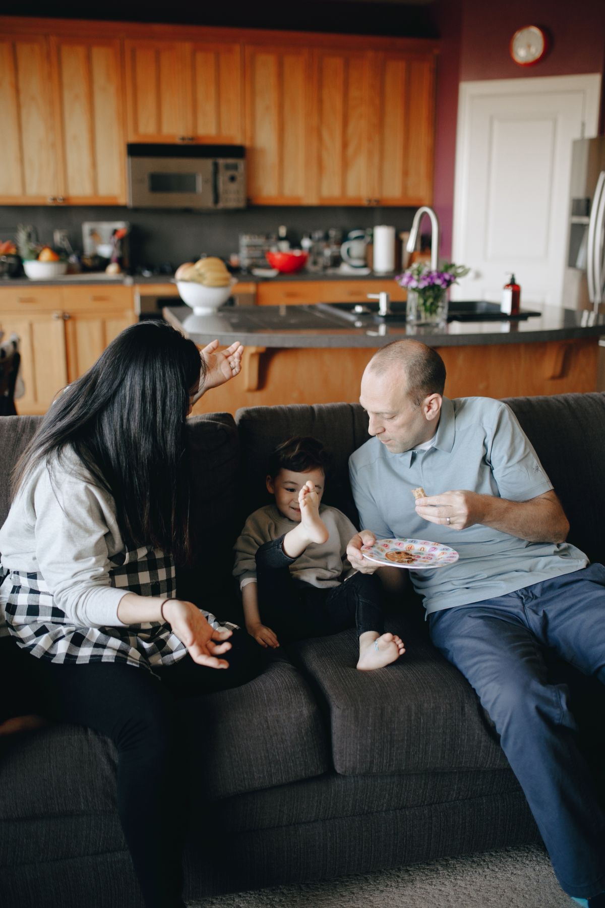 Family sitting together and spending time at home