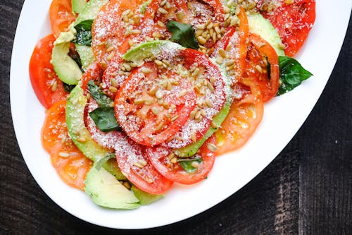 Free Vegetable Salad on White Ceramic Plate Stock Photo