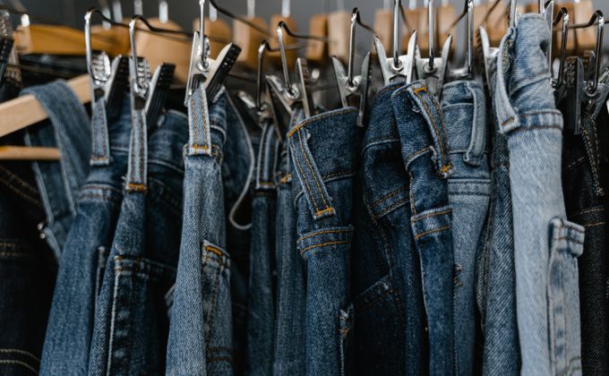Branded jeans and denim rack at our clothing store in Bibwewadi, Pune
