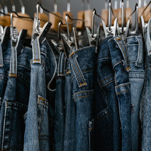 Branded denim jeans rack at Secret Surplus Store, Bibwewadi, Pune