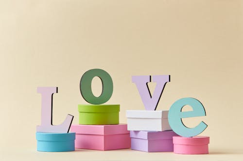 Word Love Letters over Boxes