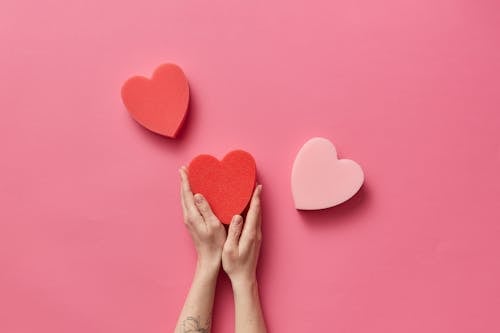 Free Person Holding Heart Shaped of Sponge Stock Photo