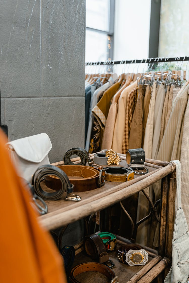 

Belts Displayed In A Store