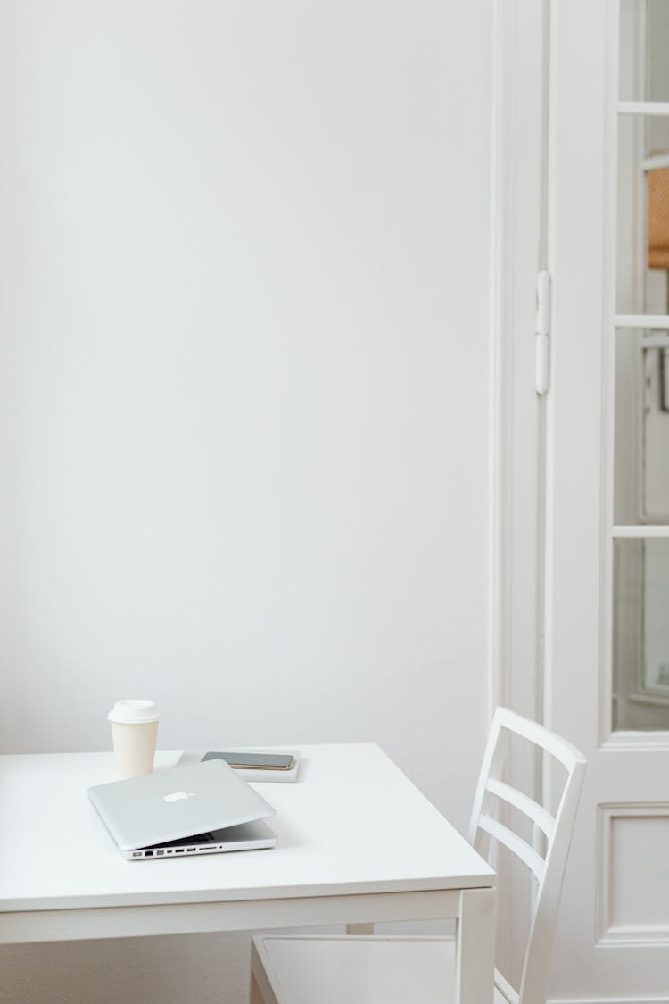 White Wooden Table With Chair