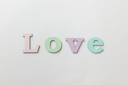 Love Text on White Background