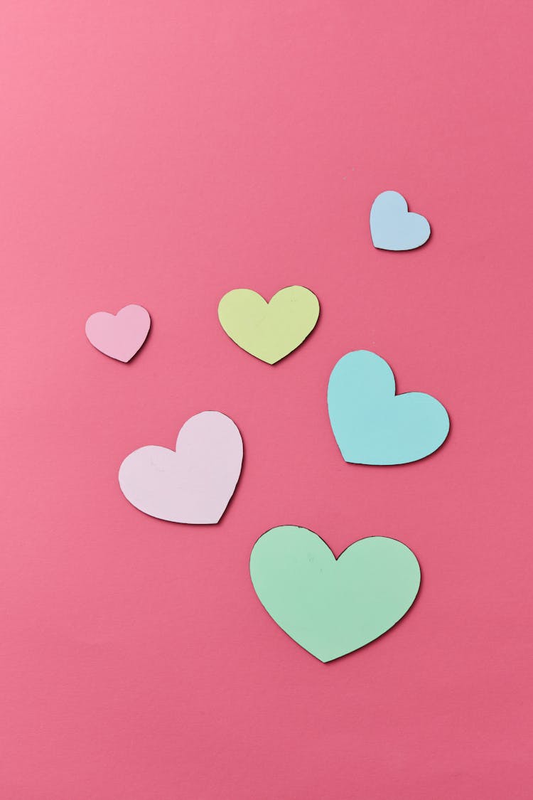 Close Up Of Paper Hearts