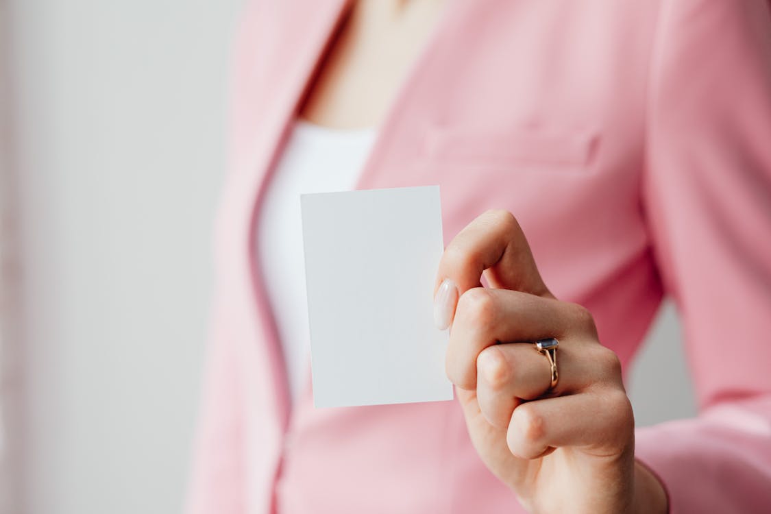 Free Person Holding Blank Card Stock Photo
