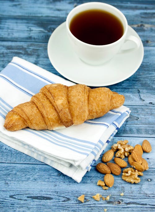 White Ceramic Coffee Mug With Bread