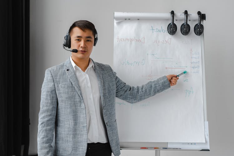 Man Wearing A Blazer Doing A Presentation