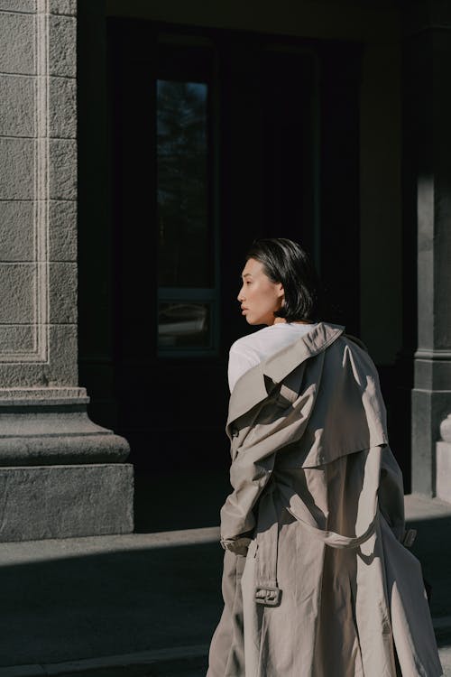 Woman in Fashionable Outfit Standing near the Building