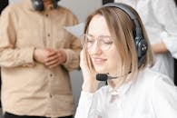 Shallow Focus of Woman Working in a Call Center