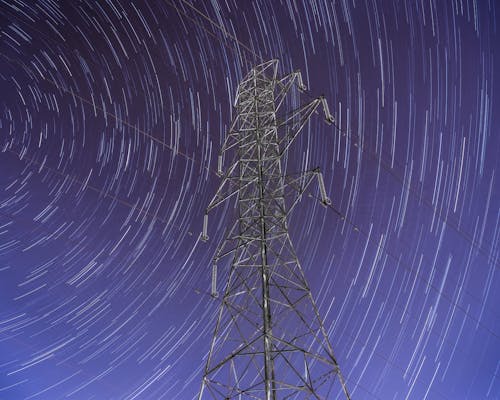 Low-Angle Shot of a Transmission Tower