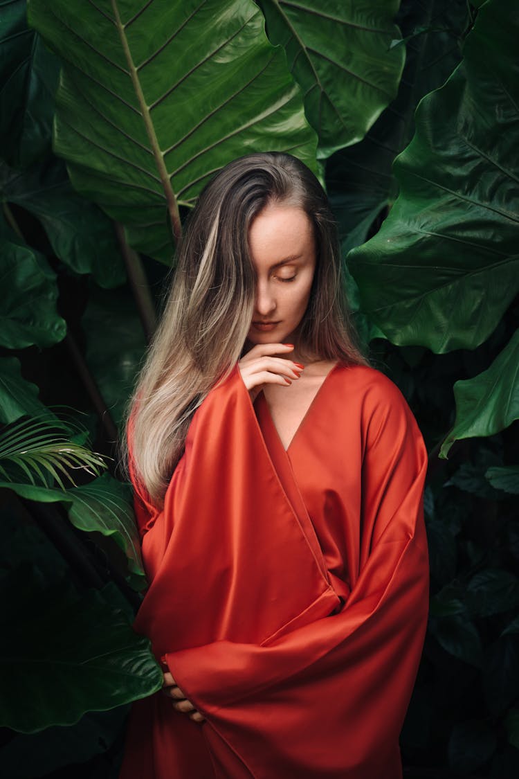 A Woman In Red Robe