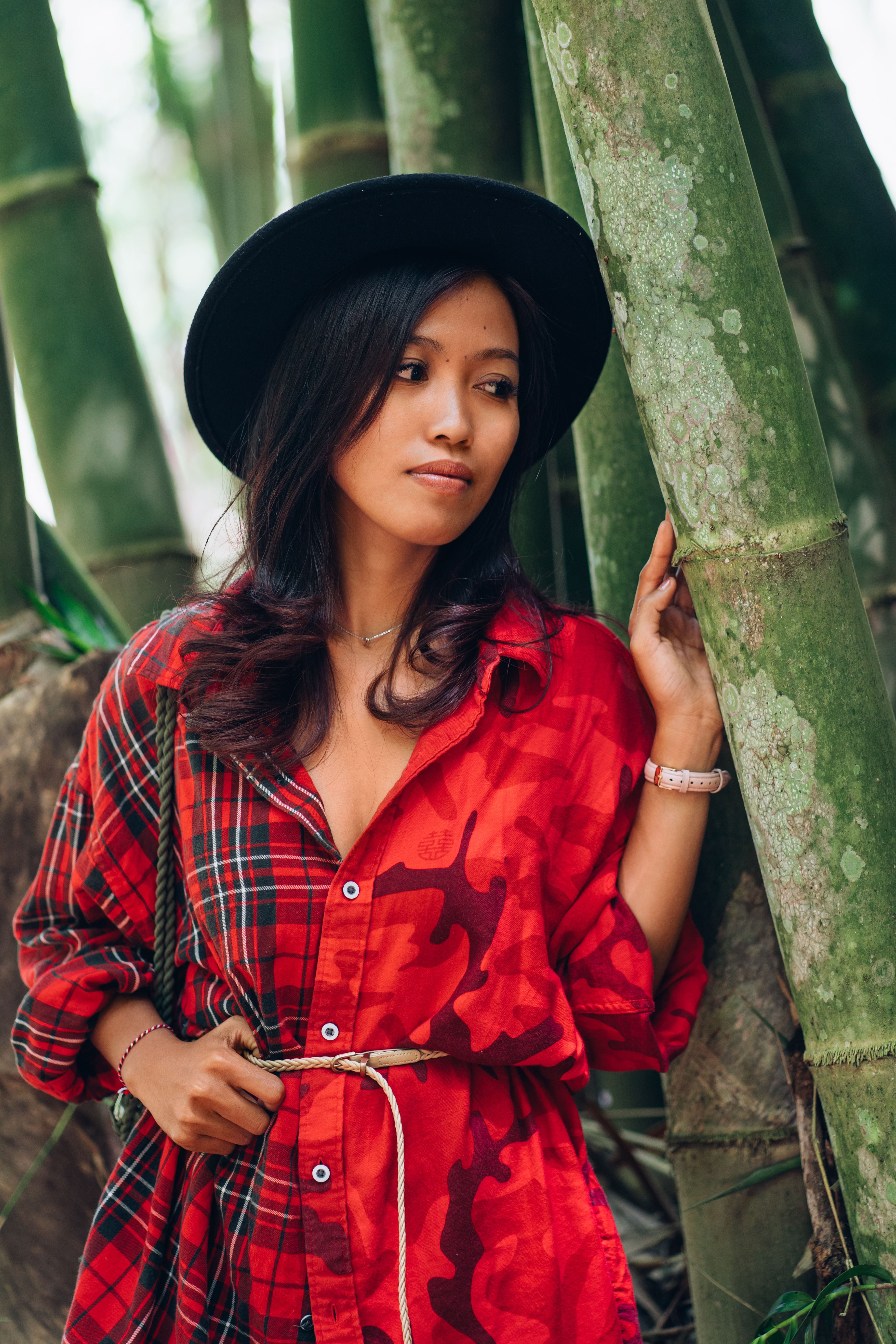 Woman in Red Dress Wearing Black Hat · Free Stock Photo