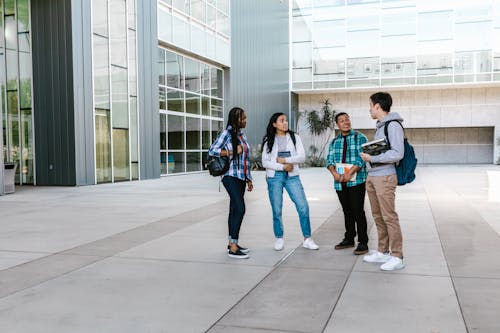 Free College Students in a University Campus Stock Photo