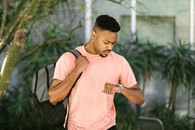 Man in Pink Crew Neck T-shirt