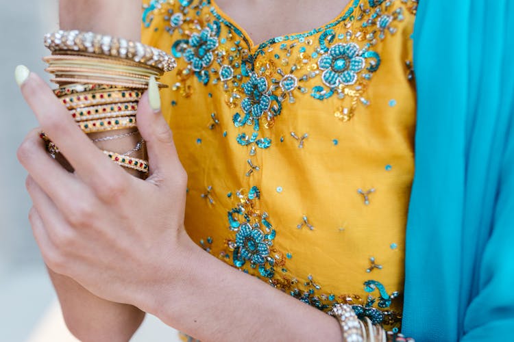 A Woman Wearing Bangles